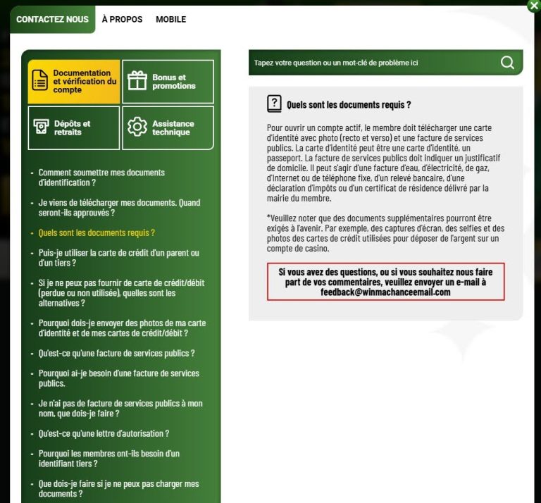 FAQ WinMaChance casino